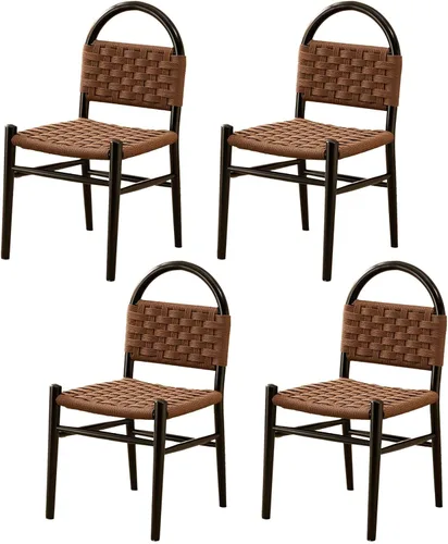 Miniatura 16 de Rattan Dining Room Chairs Wooden, Woven Kitchen Chairs, Dining Room Chair with Wood Legs, Vanity Chair,Armless Side Chair for Home Bar Restaurant