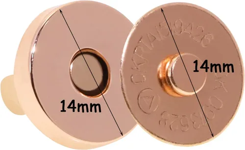Miniatura 2 de Mini Skater Cierres de botón magnéticos de oro rosa de 0.551 in para proyectos de costura, pequeños bolsos de mano, bolsos de cuero y fabricación