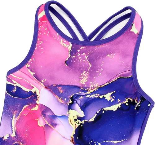 Miniatura 27 de MODAFANS Leotardos de gimnasia para niñas brillantes para bailar ballet, pantalones cortos con espalda cruzada