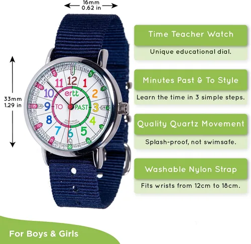 Miniatura 2 de EasyRead Time Teacher - Reloj analógico de enseñanza para niños, aprende a decir la hora, reloj de profesor de 3 pasos, esfera fácil de leer