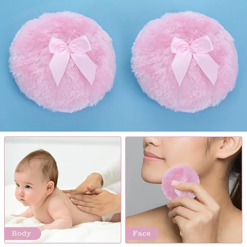 Miniatura 5 de Sibba Puff grande y esponjoso, 4 pulgadas, ultra suave, lavable, reutilizable, de terciopelo para cara, cuerpo, herramienta de maquillaje húmedo