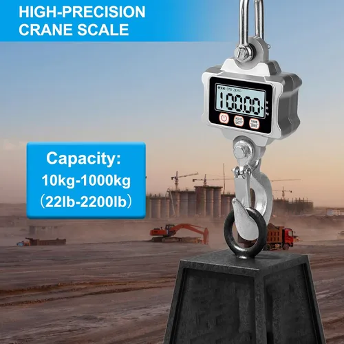 Miniatura 6 de Balanza de grúa digital Hyindoor 1000kg/2200lb Balanza colgante digital resistente Balanza de grúa industrial para granja, fábrica, construcción