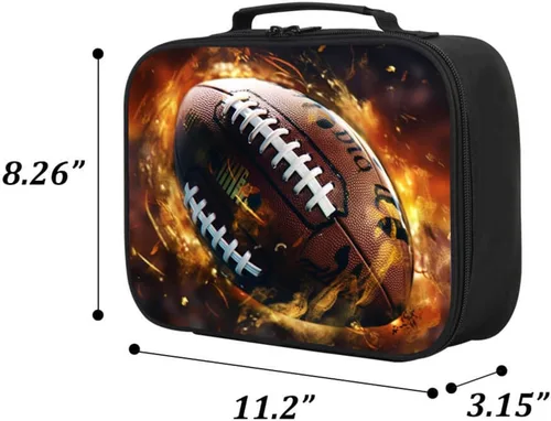 Miniatura 3 de Lonchera de fútbol americano para niños y niñas, bolsa de almuerzo escolar para niños, capa aislada, poliéster, a prueba de fugas, para niños a
