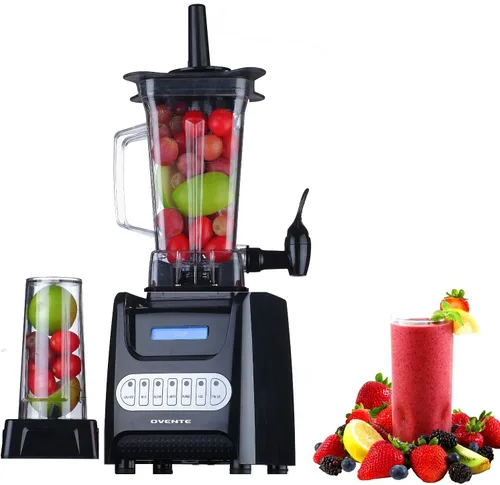 OVENTE Licuadora de encimera de cocina con dispensador, hoja de acero inoxidable y tarro portátil de 1.5 L sin BPA, fácil de limpiar, mezclador