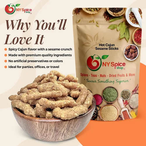 Miniatura 3 de NY Spice Shop Palitos de sésamo cajún – Mezcla de aperitivos tostados de sésamo cajún picante de 1 libra – Bocados crujientes de sabor picante