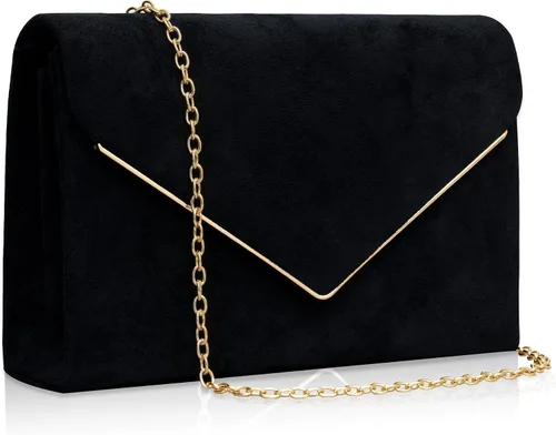 Miniatura 8 de Larcenciel Elegante bolso de mano de ante para mujer, bolso formal de noche y cadena para fiesta, boda, cóctel, baile de graduación
