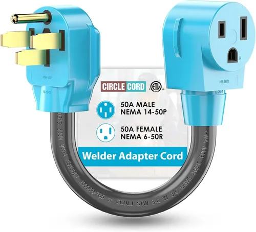 CircleCord Cable Adaptador de Soldador, NEMA 14-50P Macho a 6-50R Hembra, Adaptador de Enchufe de Alimentación de Soldador de 50 Amperios, Cable STW