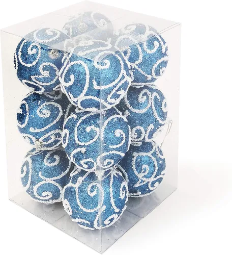 Miniatura 14 de Allgala Paquete de 12 bolas de adorno para árbol de Navidad de 3 pulgadas, bolas de espuma decoradas con purpurina, bolas de Navidad grandes, oro