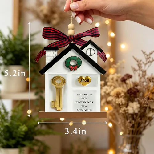 Miniatura 3 de 2026 New Home Ornament, Wooden New House New Beginning Ornament Housewarming Gifts for New Home, New House Presents for Women Couple, Ideal New