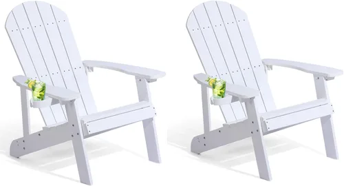 Miniatura 21 de Silla Adirondack, sillas de plástico resistentes a todo tipo de clima, con soporte para tazas, 5 pasos fáciles de instalar, sillas de exterior