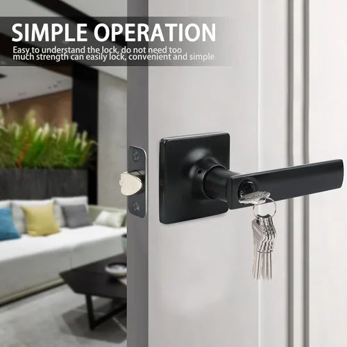 Miniatura 2 de Cerraduras de manija de puerta de entrada con llaves, manija de puerta de bloqueo cuadrada para oficina, dormitorio, apto para puertas laterales