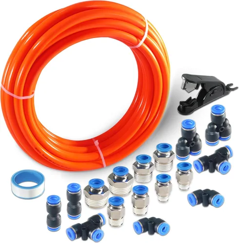 Miniatura 13 de Kit de tubo de aire neumático MSAEIQUN, poliuretano negro, tubo de poliuretano PU, kit de tubería de aire, 6 mm DE x 4 mm DI, 10 metros 32.8 pies