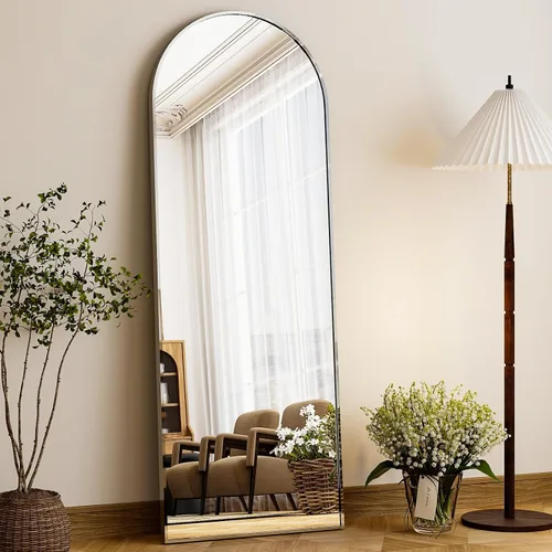 Miniatura 19 de Easly Espejo de Cuerpo Completo de Gran Tamaño, 76" x 34" Espejo Arqueado de Cuerpo Completo, Marco de Metal Negro, Espejo de Piso para Dormitorio