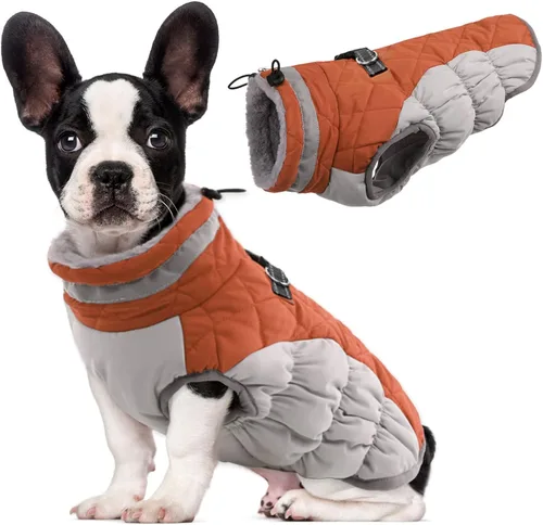 Miniatura 34 de Lelepet Abrigo cálido para perro, abrigo de invierno para perro, chaqueta impermeable para perros con arnés incorporado, chaleco reflectante