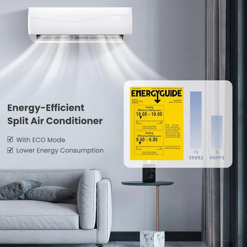 Miniatura 3 de ARLIME Mini sistema de aire acondicionado dividido/calefacción, 18000 BTU 19 SEER2 de ahorro de energía con bomba de calor de 1.5 toneladas y kit