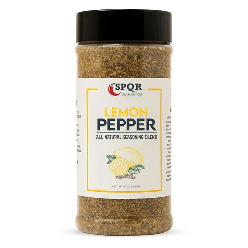 All Natural Lemon Pepper Seasoning XL - Tarro de 11 onzas, sin ácido cítrico ni colorante artificial SPQR Seasonings