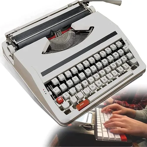 Máquina de escribir vintage para una máquina de flujo nostálgico, máquina de escribir manual a la antigua, botones flexibles portátiles, escritura a