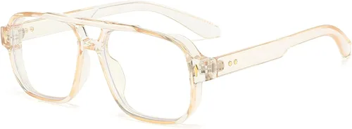 Miniatura 17 de PORADAY Gafas de Bloqueo de Luz Azul para Mujeres y Hombres Estilo Retro Cuadrado de los Años 70 Gafas de Aviador Gafas Rectangulares para A1 negro