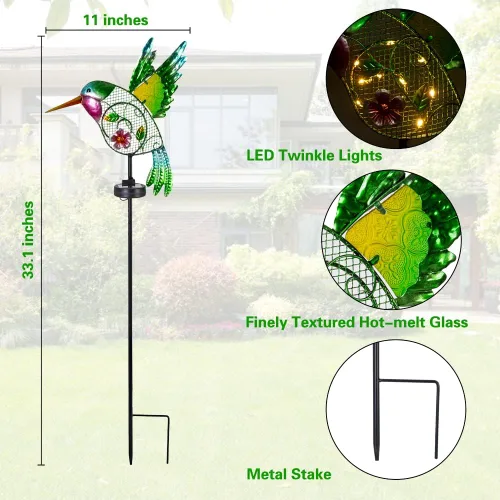Miniatura 4 de DREAMYSOUL Luces solares de jardín al aire libre, luces solares de colibrí para patio al aire libre, camino, regalos de colibrí para mujeres, mamá
