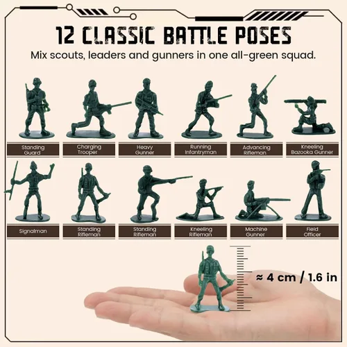 Miniatura 3 de LovesTown 200 soldados de juguete del ejército para hombres, juguetes militares clásicos para niños de más de 3 años, proyectos escolares, dioramas
