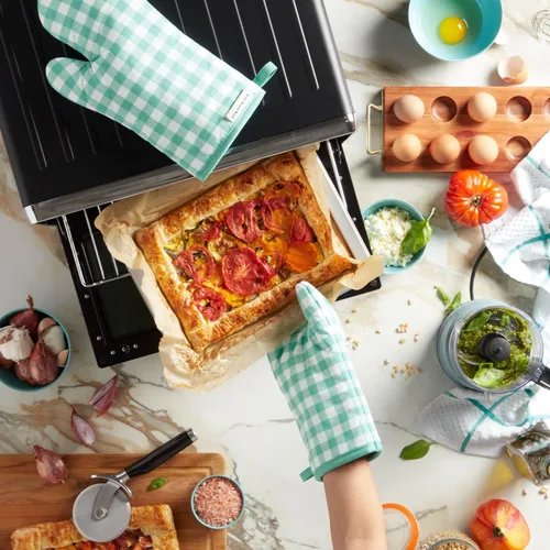 Miniatura 5 de KitchenAid Juego de 2 manoplas de horno Gingham Aqua Sky, 7 x 13 pulgadas