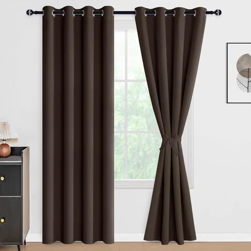 DWCN Cortinas 100% opacas de 84 pulgadas de largo para dormitorio con forro negro, paneles de cortina de ventana de doble capa con aislamiento Azul