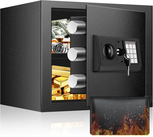 Miniatura 16 de Caja de seguridad de 16.54 pulgadas de alto, caja de seguridad para el hogar de 2.5 pies cúbicos con bolsa impermeable e ignífuga, caja de seguridad