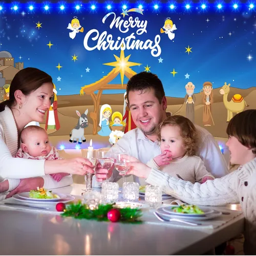 Miniatura 6 de Ganeen 6.4x16 pies de luz de cadena LED 2025 para puerta de garaje de Navidad, gran decoración rústica para puerta de garaje de Navidad, cubierta