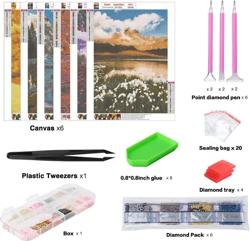 Miniatura 4 de abcGoodefg Paquete de 6 Kits de Pintura de Arte de Diamantes 5D para Adultos DIY Kits de Arte de Diamantes de Perforación Completa Pinturas