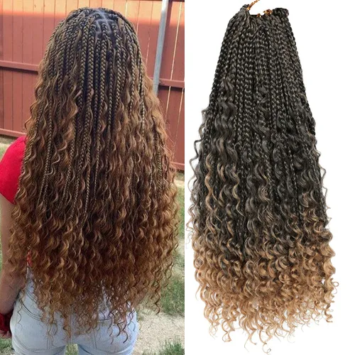 Miniatura 17 de Ayana - Trenzas de ganchillo, bohemias, con extremos rizados Crochet Braids Box. 3 extensiones de cabello sintético de trenzas de ganchillo Goddess