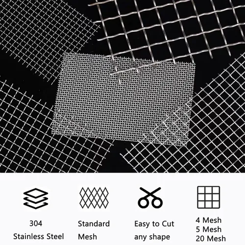 Miniatura 5 de Pantalla de alambre tejido de acero inoxidable, 5 mallas de 11 x 14 pulgadas, dura y resistente al calor, hojas de metal resistentes para proyectos