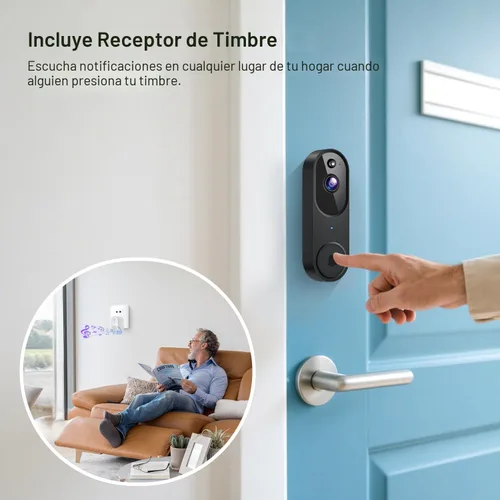 Miniatura 7 de Timbre de puerta con cámara de video inalámbrica Wi-Fi con detección de movimiento AI, audio de 2 vías, visión nocturna, almacenamiento en la nube