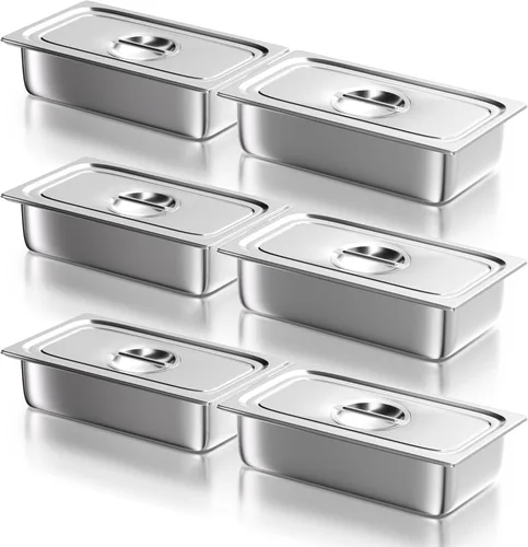 Miniatura 9 de WantJoin Sartenes de mesa de vapor para hotel, tamaño medio de 2.5 pulgadas de profundidad, paquete de 6, juego de bandejas de metal de acero