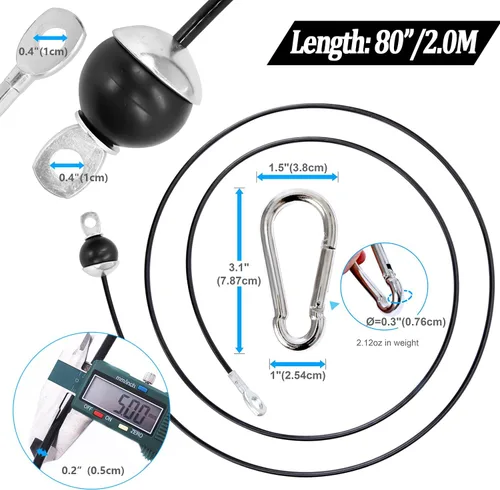Miniatura 2 de Taeku Cable de polea de fitness, cable de polea de 0.236 in, cable de acero de repuesto, accesorios de máquina para gimnasio en casa, sistema