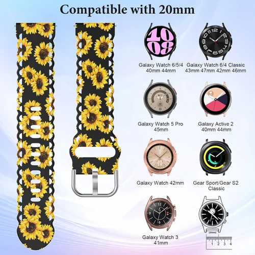 Miniatura 4 de Compatible con Correa de Samsung Galaxy Watch 7/6/5/4 de 40mm 44mm/Classic de 43mm 47mm 42mm 46mm/Pro de 45mm/Active 2/Watch 3 de 41mm, Correa