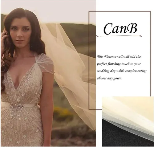Miniatura 3 de CanB Velo de novia velo largo velo de novia longitud catedral suave velo novia vestido de pelo con peine 2T 118 pulgadas para mujeres y niñas