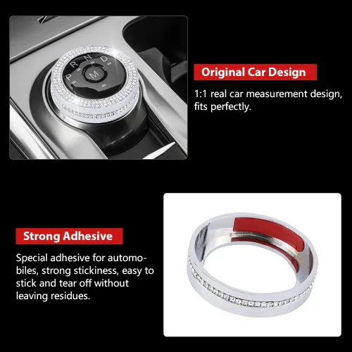 Miniatura 5 de PIFOOG Bling Explorer Accesorios para Ford 2023 2022 2021 2020 Cubierta de Perilla de Cambio de Marchas Calcomanía Cristal Perillas de Interruptor