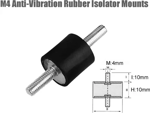 Miniatura 2 de Soportes de goma M4 amortiguadores antivibración Silentblock bobinas para coche y barco, paquete de 4 (M4 0.394 x 0.394 in)
