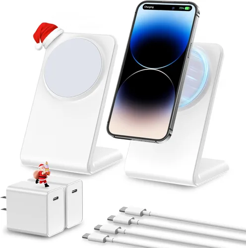 Miniatura 10 de 2-en-1 para soporte de carga compatible con Magsafe con bloque de carga USB-C PD de 20W y cable, cargador inalámbrico de carga rápida diseñado
