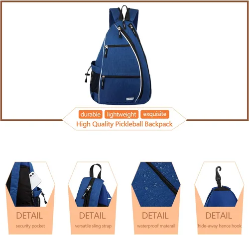 Miniatura 3 de Sucipi Pickleball Bag - Men's & Women's Pickleball Backpack, Adjustable Sling Bag w/Fence Hook/Large Capacity/Safety Pocket Azul