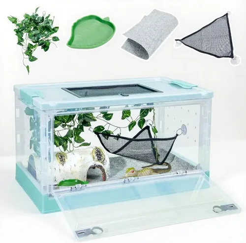 Miniatura 8 de Terrarios de reptiles plegables grandes, tanques de serpiente y recintos para dragones barbudos, iguanas, lagartos, geckos con cresta, vistas Negro