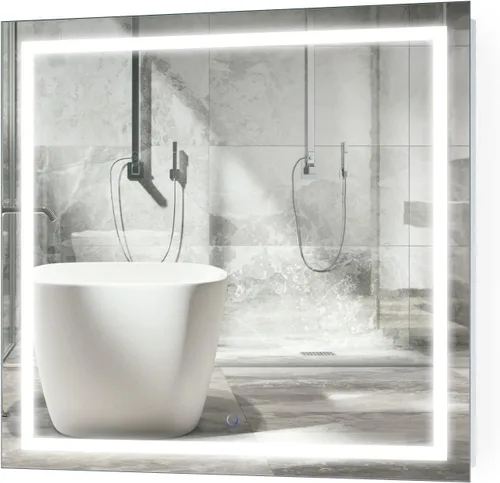 Miniatura 18 de Krugg Espejo de baño LED cuadrado de 24 x 24 pulgadas Espejo de tocador iluminado incluye atenuador y desempañador Montaje en pared vertical u