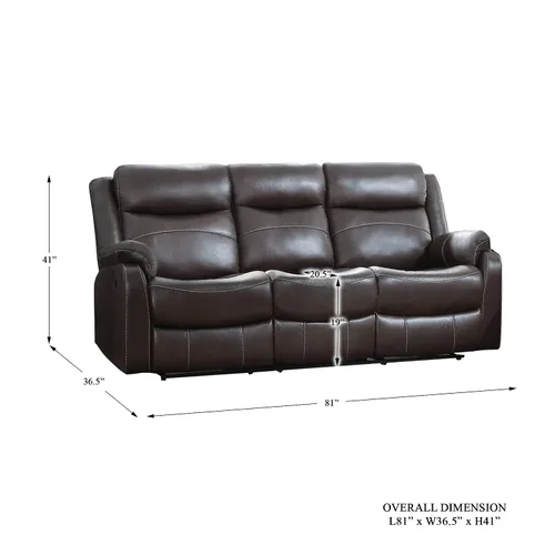 Miniatura 3 de Homelegance Yerba - Sofá reclinable doble de microfibra de 80 pulgadas, color marrón oscuro