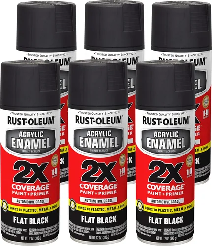 Rust-Oleum 271918-6PK Pintura en aerosol de esmalte acrílico 2X, 12 onzas líquidas, color negro mate, (paquete de 6)
