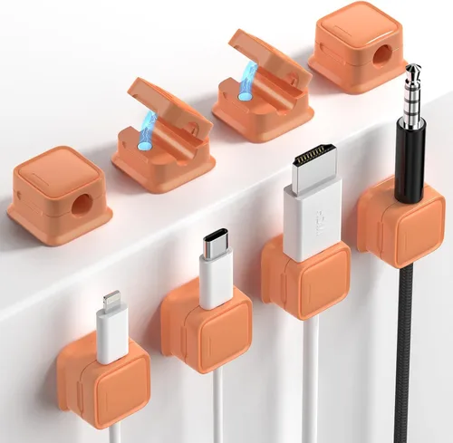 Miniatura 27 de Paquete de 8 Organizadores de Cables con Soporte, Costop Fuerte Adhesivo Magnético para Gestión de Cables de Escritorio, Fácil de Abrir, Organiza