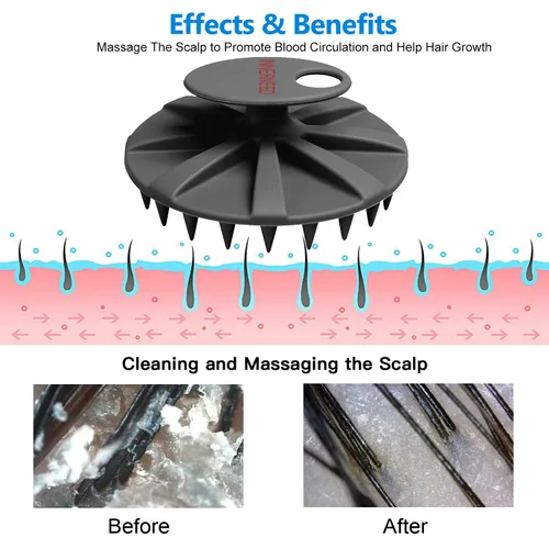Miniatura 5 de INNERNEED Masajeador de Cuero Cabelludo Cepillo de Champú, Cuidado Manual del Cuero Cabelludo Húmedo y Seco Cepillo Exfoliante para Lavar el Negro