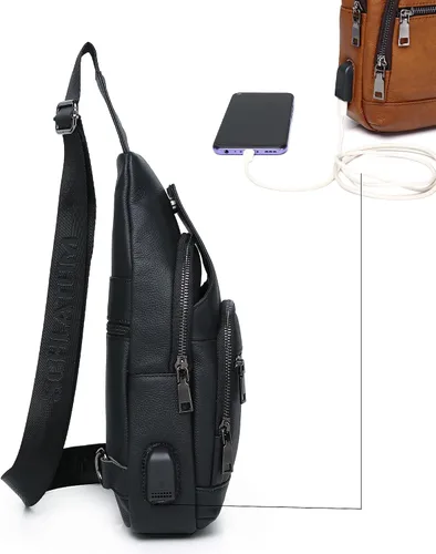 Miniatura 133 de LUKZIJAES Bolso bandolera de cuero genuino para hombre