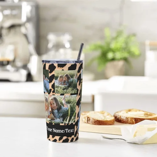 Miniatura 6 de Vaso de viaje de acero inoxidable aislado de 20 onzas con nombre y texto fotográfico personalizado, regalo para mamá, papá, amigo, regalo de Style 5