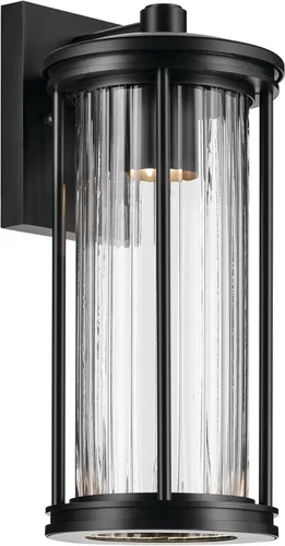 Miniatura 13 de Kichler Barras 59022BKDS - Aplique de pared aprobado por DarkSky para exteriores de 11.5 pulgadas con cristal acanalado transparente en negro
