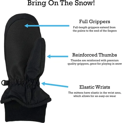 Miniatura 4 de N'Ice Caps - Manoplas impermeables con Thinsulate, para bebés o niños pequeños, manoplas de nieve, para el invierno, fáciles de poner